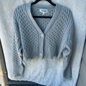 Grey ripped sweater cardigan
